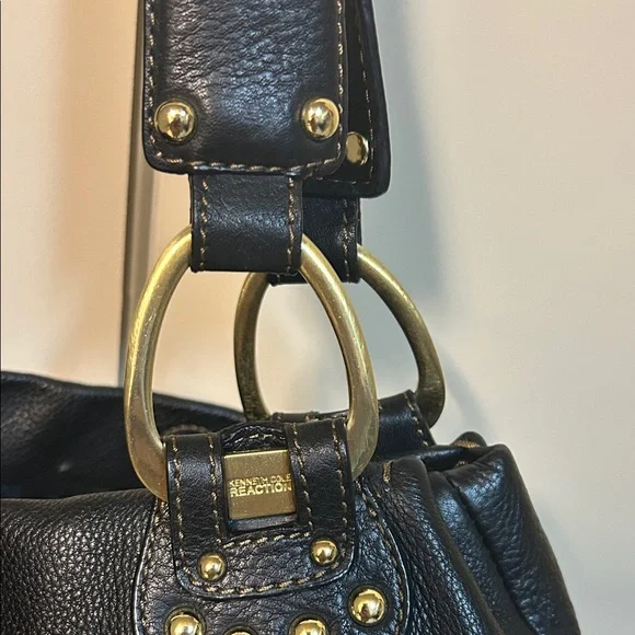 Black Studded Leather Shoulder Bag - Picture 2 of 4